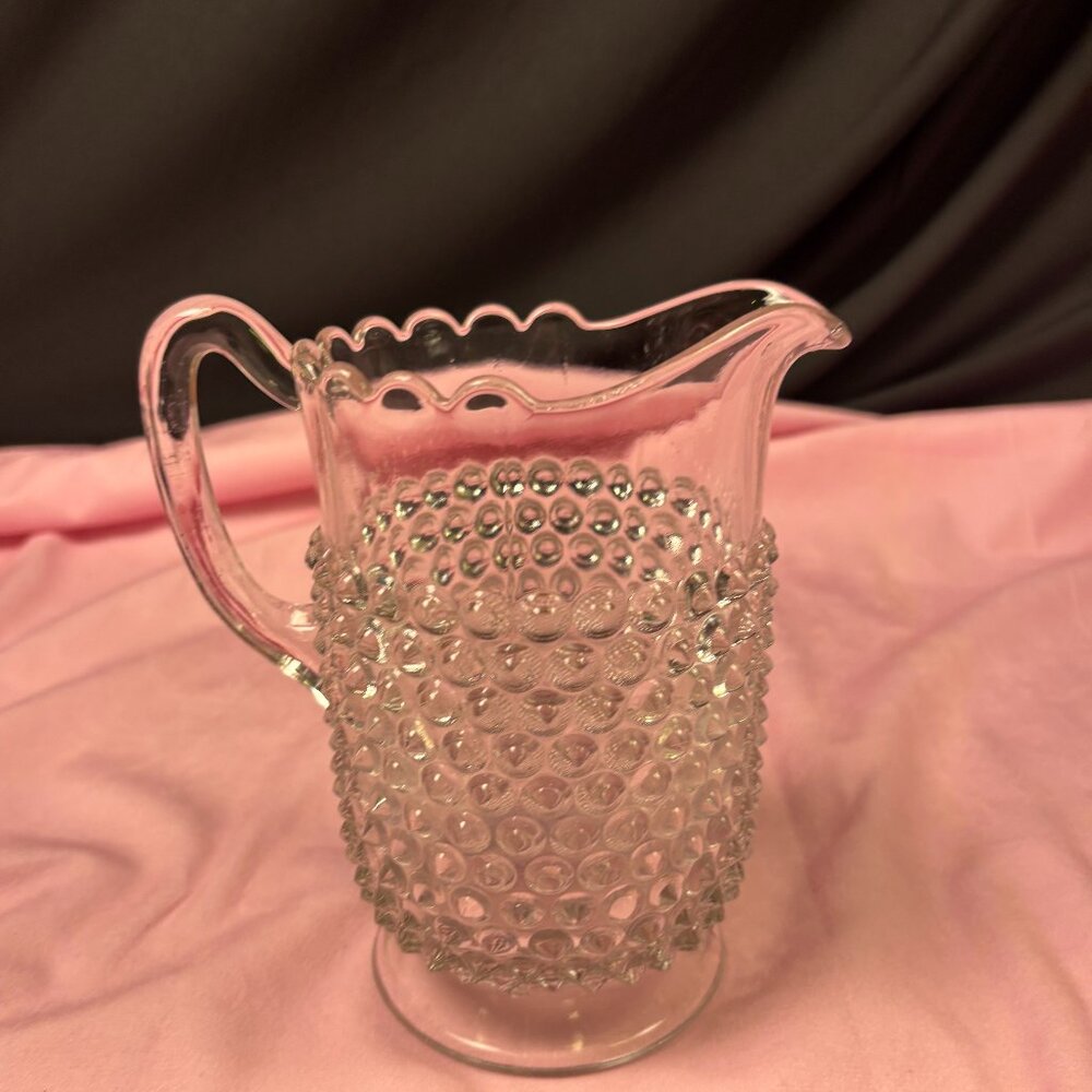 EAPG Model Flint Dew Drops Clear Colorless Hobnail Pitcher.
